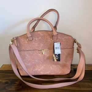 Bueno Pink Leather Floral Print Shoulder Crossbody Purse NWT